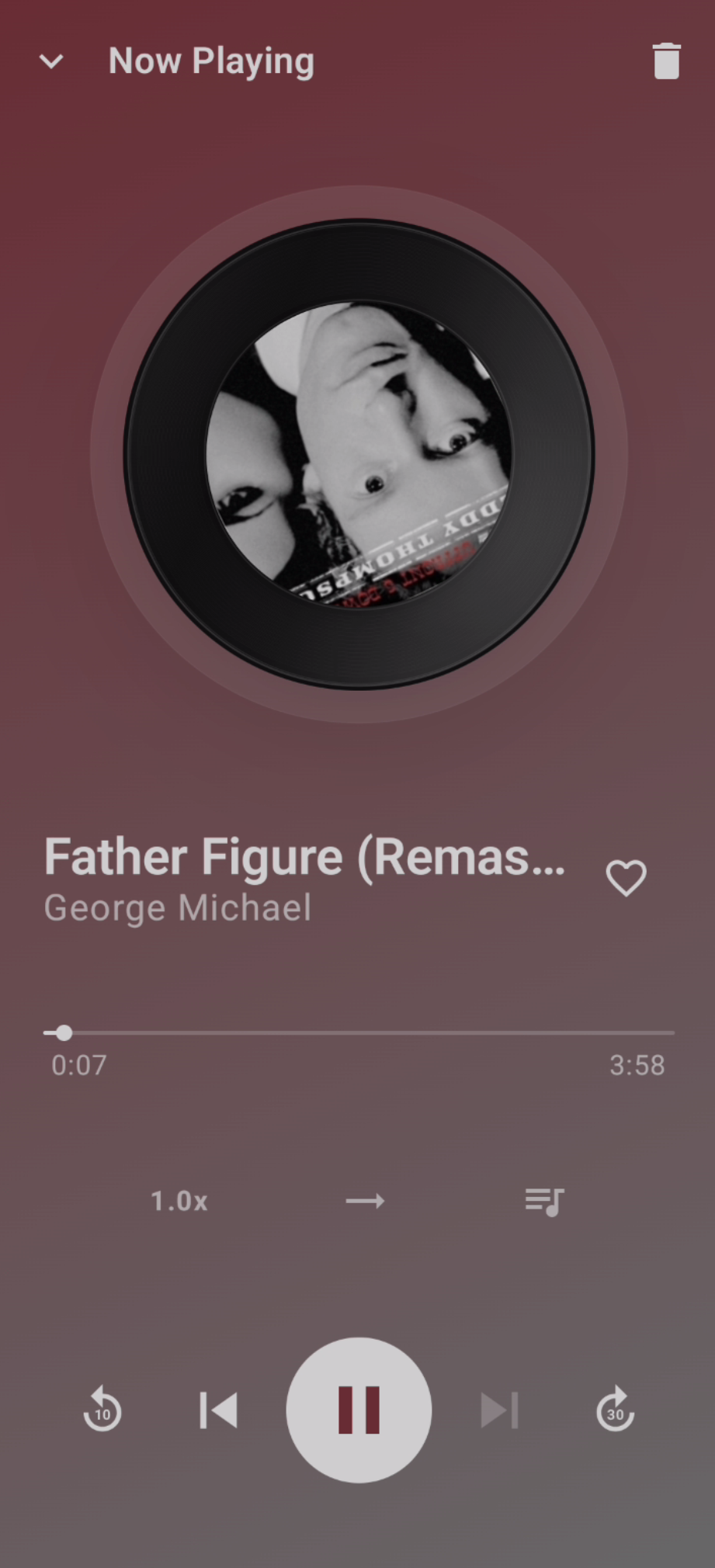 Now playing with vinyl record and album art theming